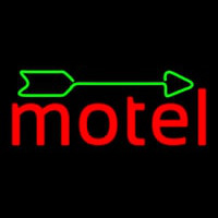 Red Motel With Green Arrow Neon Sign