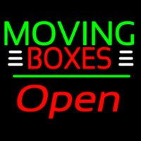 Red Moving Bo es Block Green Line With Open 2 Neon Sign