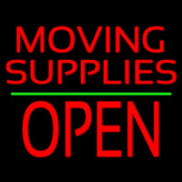 Red Moving Supplies Open Green Line 2 Neon Sign