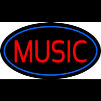 Red Music Blue Oval Neon Sign