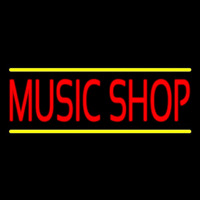 Red Music Shop Yellow Line Neon Sign