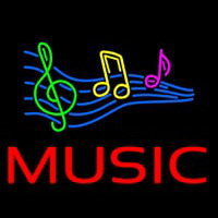 Red Music With Musical Notes Neon Sign