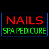 Red Nails Green Spa Pedicure With Blue Border Neon Sign