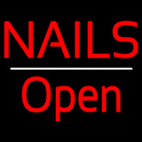 Red Nails Open White Line Neon Sign