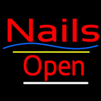 Red Nails Open Yellow Line Neon Sign