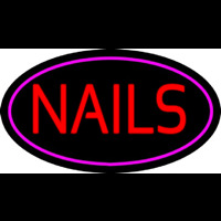 Red Nails Oval Pink Neon Sign