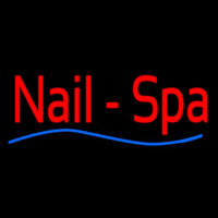 Red Nails Spa Blue Waves Neon Sign