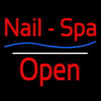 Red Nails Spa Open White Line Neon Sign