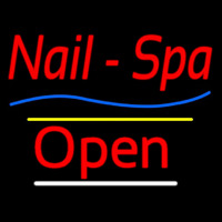 Red Nails Spa Open Yellow Line Neon Sign