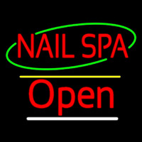 Red Nails Spa Open Yellow Line Neon Sign