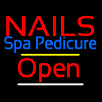 Red Nails Spa Pedicure Open Yellow Line Neon Sign