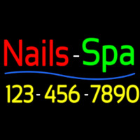 Red Nails Spa With Phone Number Neon Sign