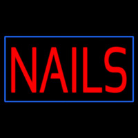 Red Nails With Blue Border Neon Sign