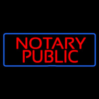 Red Notary Public Blue Border Neon Sign