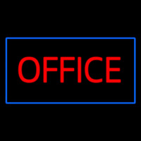 Red Office Blue Neon Sign