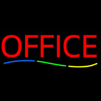 Red Office Multi Colored Line Neon Sign