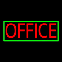 Red Office With Green Border Neon Sign