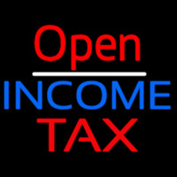 Red Open Blue Income Ta  Neon Sign