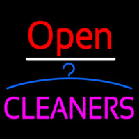 Red Open Cleaners Logo Neon Sign