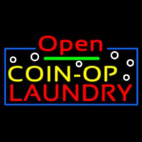 Red Open Coin Op Laundry Neon Sign