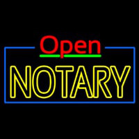 Red Open Double Stroke Yellow Notary Neon Sign