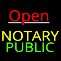 Red Open Notary Public Neon Sign