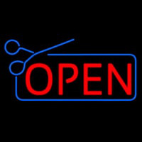 Red Open With Scissor Logo Neon Sign