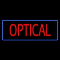 Red Optical Blue Border Neon Sign