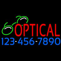 Red Optical With Phone Number Neon Sign