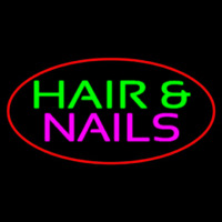 Red Oval Hair And Nails Neon Sign