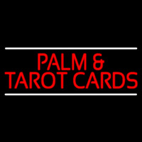 Red Palm And Tarot Cards Block With White Line Neon Sign
