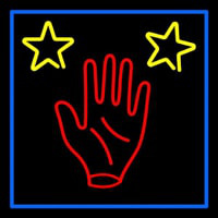 Red Palm Blue Border Neon Sign