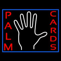 Red Palm Cards With White Logo Neon Sign