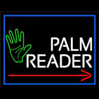 Red Palm Reader Arrow White Border Neon Sign
