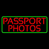 Red Passport Photos Border Neon Sign