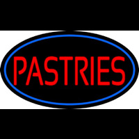 Red Pastries Blue Border Neon Sign