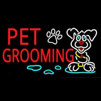 Red Pet Grooming Neon Sign