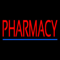 Red Pharmacy Blue Line Neon Sign