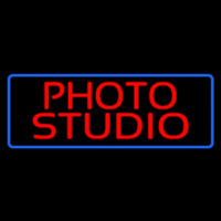 Red Photo Studio Blue Border Neon Sign