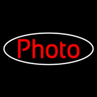 Red Photo With Oval Neon Sign