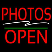 Red Photos Block With Open 1 Neon Sign