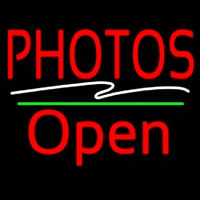 Red Photos Block With Open 2 Neon Sign