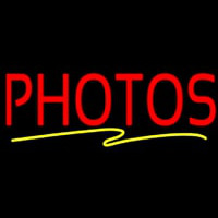 Red Photos Block With Yellow Swish Border Neon Sign