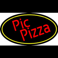 Red Pie Pizza Oval Neon Sign
