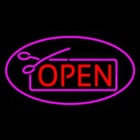 Red Pink Open With Scissor Neon Sign