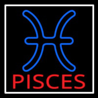 Red Pisces White Border Neon Sign