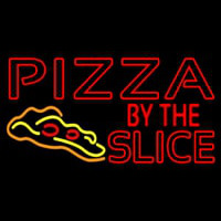 Red Pizza By The Slice Logo Neon Sign