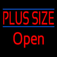 Red Plus Size Blue Lines Open Neon Sign