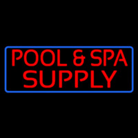 Red Pool And Spa Supply With Blue Border Neon Sign