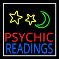 Red Psychic Blue Readings White Border Neon Sign